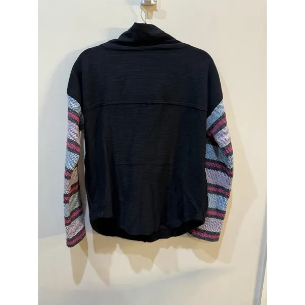 Free People Jacket Baja Black Stripe Sleeve Tweed We The Free Size Small Women - Image 4