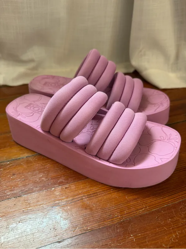 Roxy Totally Tubular Platform Slides Purple Size 8 - Image 2