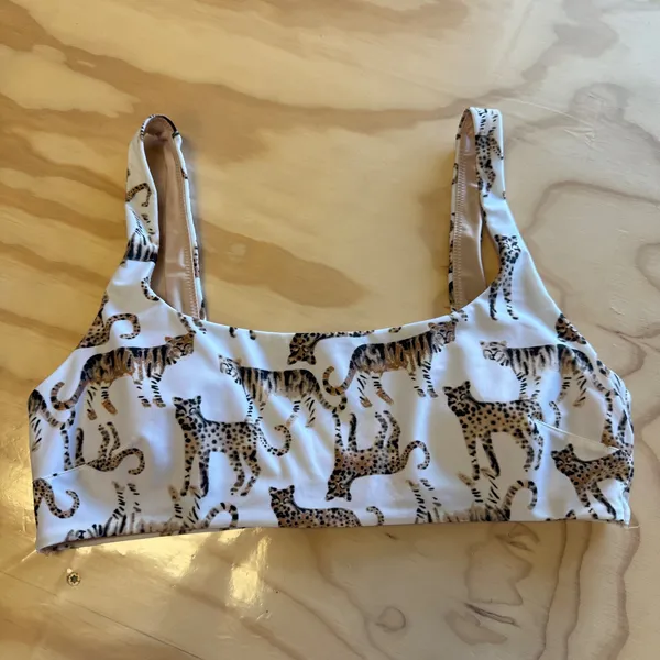 Aerie Animal Print Wide Strap Scoop Bikini Top Leopard Tiger Large 8836782302 - Image 2