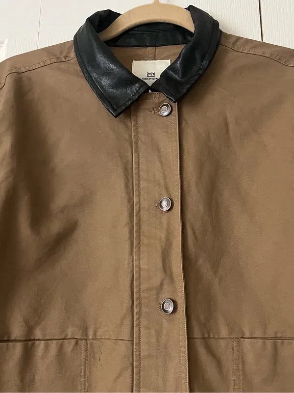 Thread&Supply Women’s Khaki Utility Jacket with Black Collar - Image 3
