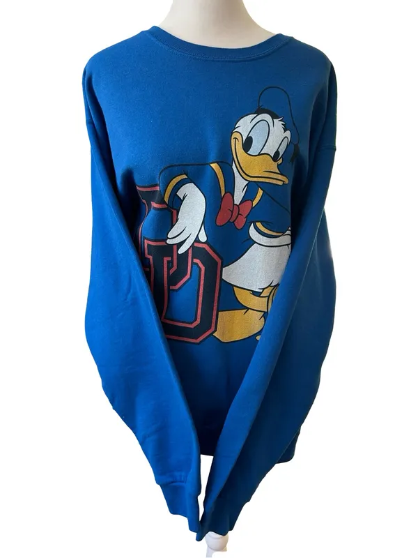 Disney Donald Duck College DD crewneck Sweatshirt 90s academia streetwear L - Image 4