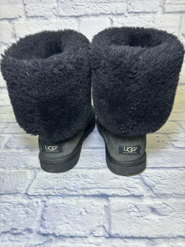 UGG Boots Womens 9.5 Classic Tall Shearling Winter Black Suede Leather Fur - Image 8