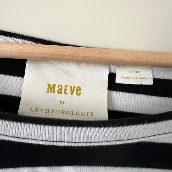 Anthropologie Maeve Flouncy Stripe Women's Blouse Top Shirt Large Ruffle Cuff‎ - Image 4