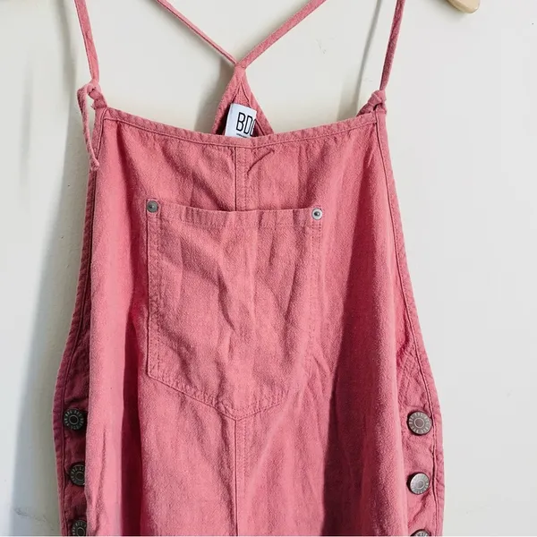 BDG Linen Blend Pink Romper Overalls size L - Image 5