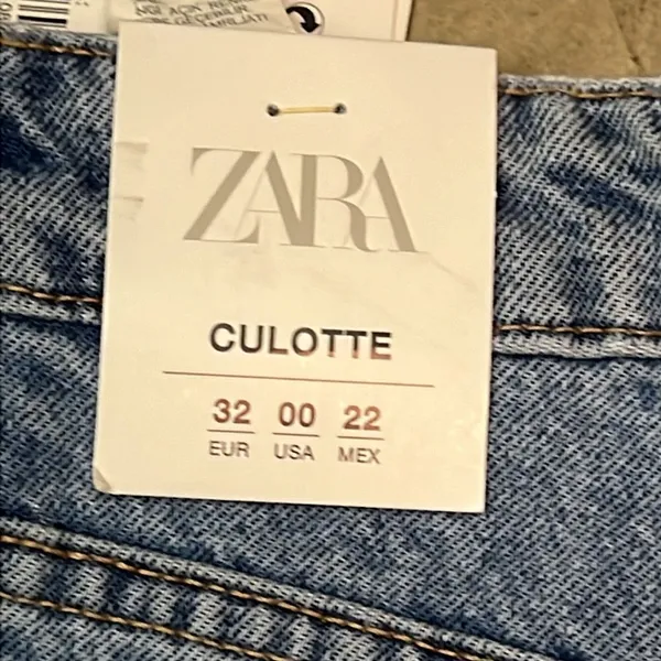 Zara High-Rise 8197/816 Wide‎ Leg Culotte Jeans Sz:00 NWT C24 - Image 10