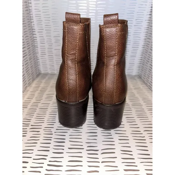 MIA Jody Avya Brown Pebble Grain Chelsea Lug Sole Block‎ Heel Boots 10 Platform - Image 3