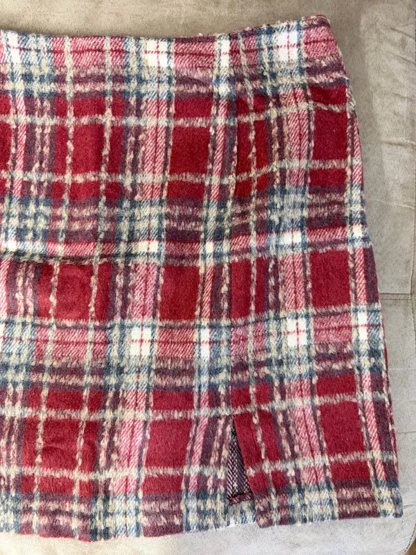 Potter's Pot Red Plaid Wool Mini Skirt - Image 2