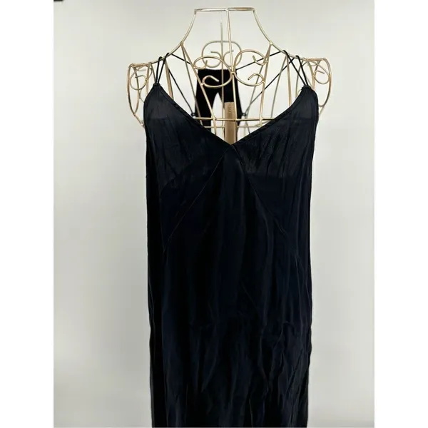 Abercrombie & Fitch Silk Slip Dress Black Strappy Dress Women M A&F Collect - Image 9