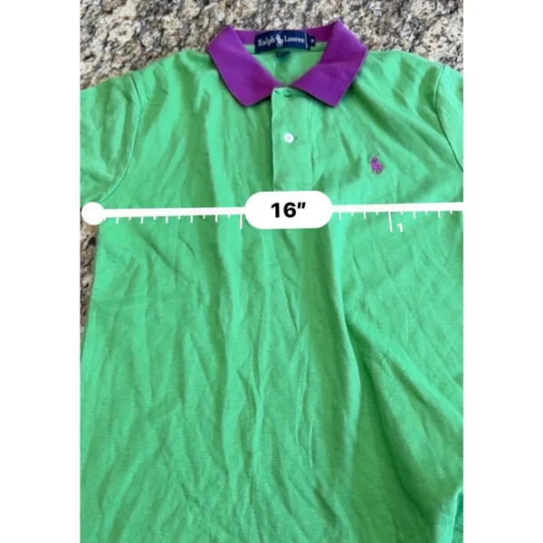 Vintage Polo Ralph Lauren Green purple Polo Shirt Womens Sz S Preppy Y2K Classic - Image 8