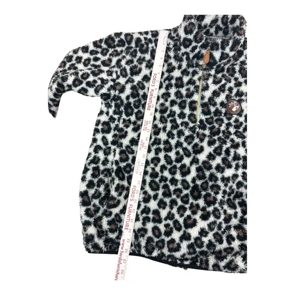 Buc-ee's Women L Leopard Print High Pile Fleece Quarter Zip Pullover Beaver - Image 6