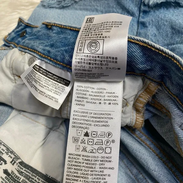 LEVI'S 501 MEDIUM WASH BLUE DENIM SHORTS BUTTON FLY HIGH RISE CASUAL BASIC Y2K - Image 5