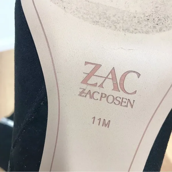 ZAC POSEN Black Ruched Suede Stiletto Midi Boot‎ Bootie Pointed Toe Size 11 - Image 12