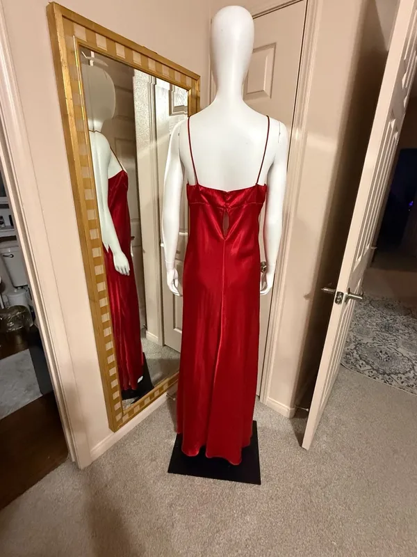 Private Moments Vintage Red Satin Maxi Slip Nightgown Dress - Image 2