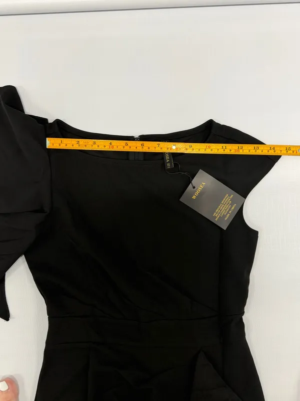 WOOSEA Womens Black High Split Ruffle Bodycon Evening Gown Dress Size S NWT - Image 8