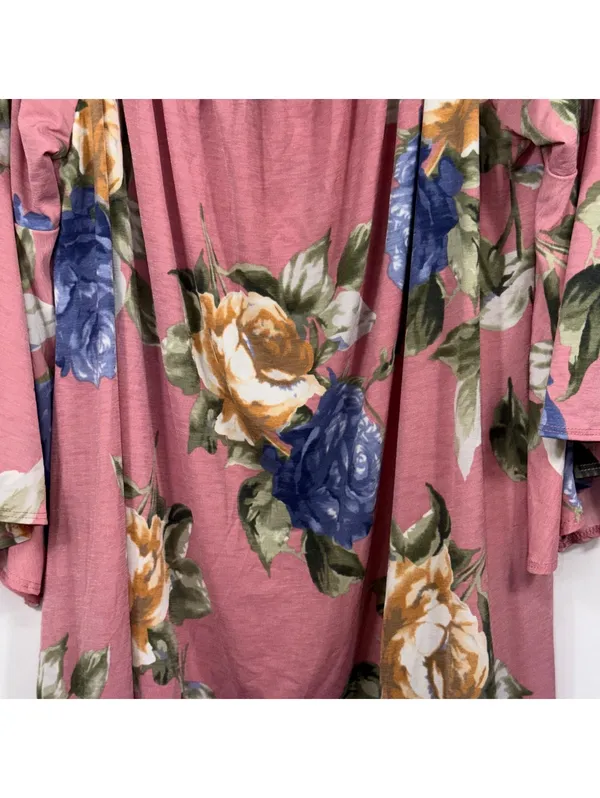 Emerald Floral Peasant Top 3X Pink Blue Boho - Image 3