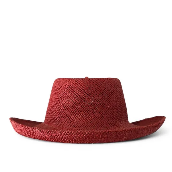 Unisex Western Ranch Rodeo Concert Festival Boho Indie Cowboy Cowgirl Straw Hat Cap Red Measurement in pics - Image 2