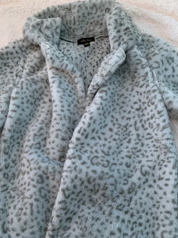 Faux Fur Cheetah Coat Blue - Image 3