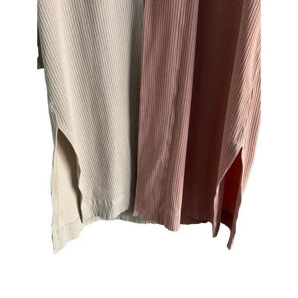 Daily Practice Anthropologie Pink Cream Color Block Ribbed Robe Duster XL - Image 4