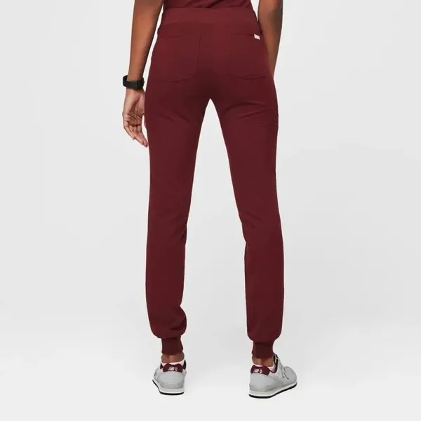 Figs Zamora Jogger Scrub Pants Burgundy Drawstring Waist Slim Fit Pant Small - Image 4