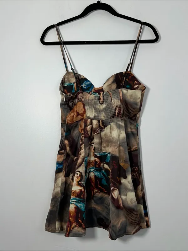 Urban Outfitters Renaissance Art Print Bustier Mini Dress Size Small Corset - Image 4