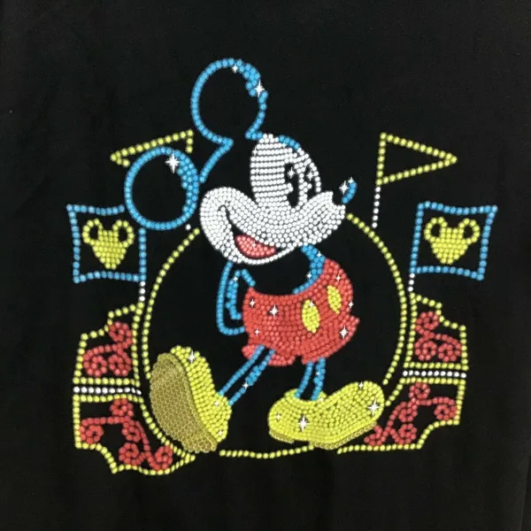 Disney Mickey Mouse T-Shirt Unisex Small Black Rhinestone Hong‎ Kong Disneyland - Image 2