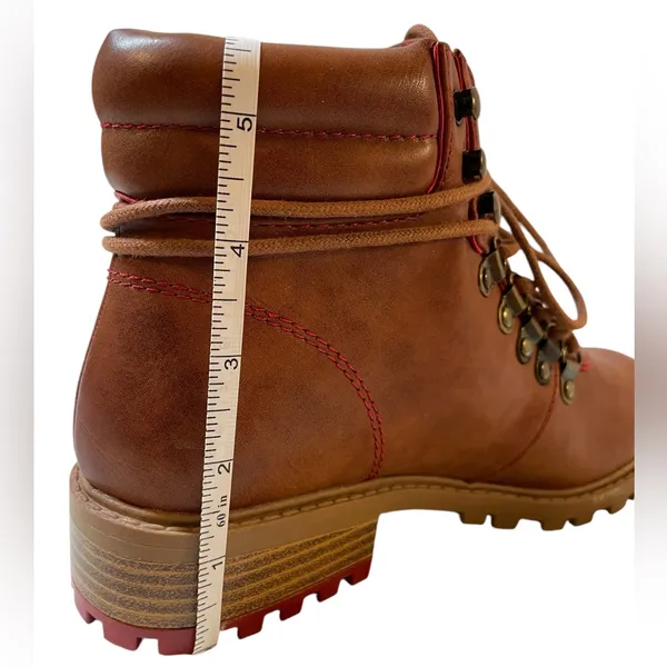 MIA Lance Cognac Luggage Brown/Red Lace Up Ankle Hiking Boots NIB - Size 6 - Image 13