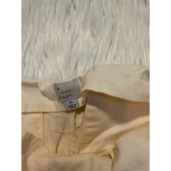 A New Day Women's Size 14 Wide-Leg Chino Pants Cream Tie Waist Pleated Stretch - Image 12