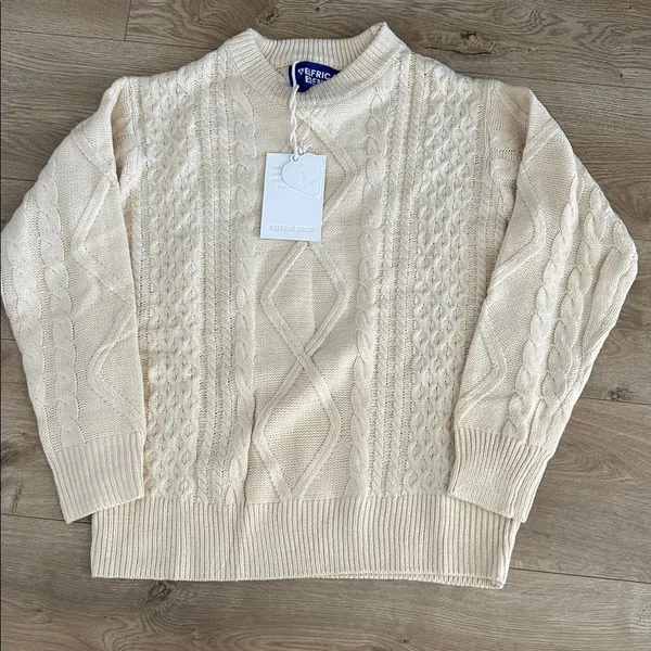 AELFRIC EDEN SOLID CABLE STITCH SWEATER, Cream, Size XS,NWT - Image 2