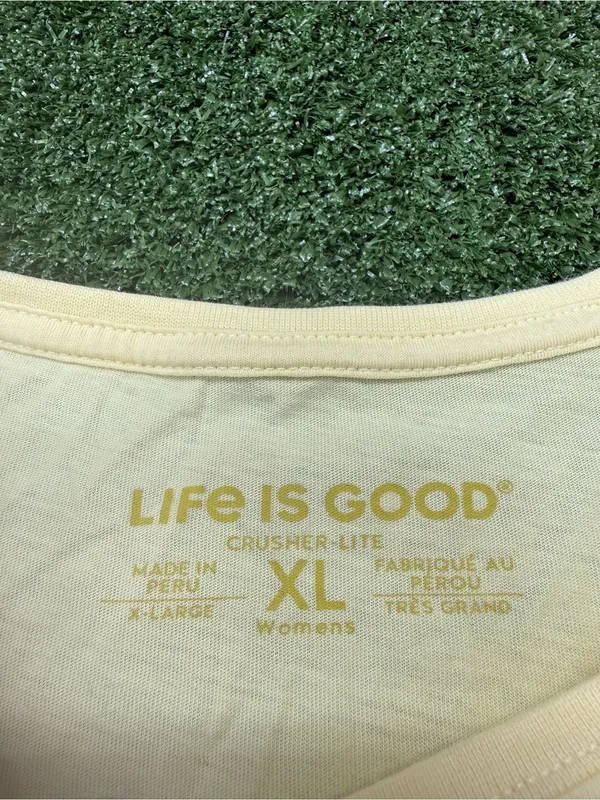 Life is Good Crusher-Lite T-Shirt Butter Yellow Short Sleeve Bee Scoop Neck XL - Image 5