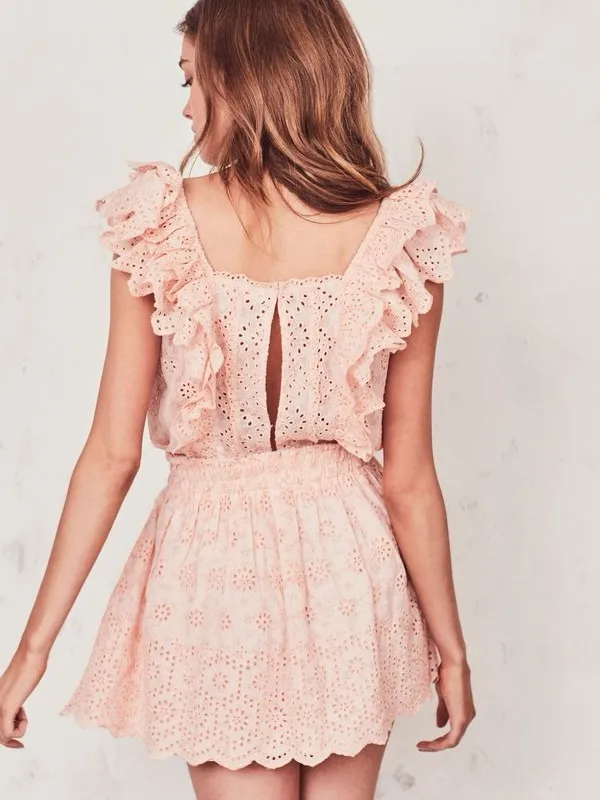 LoveShackFancy Dora Dress in Pink Parfait Size L - Image 3