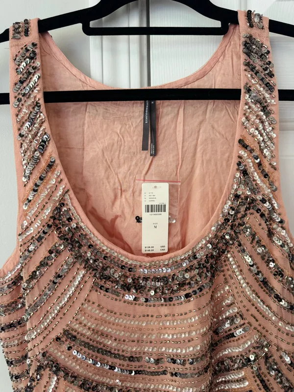 Anthropologie Sequin Embellished Stripe Tank Top, Size M - Image 6