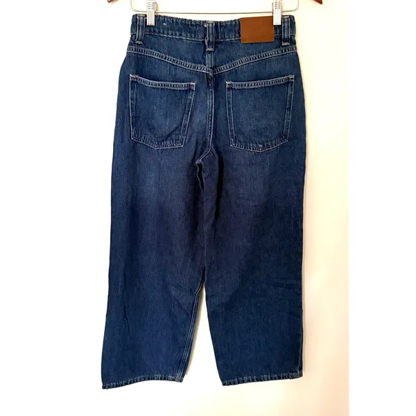 We The Free Blue Button Fly Wide Leg Cropped Jeans Boho Denim Sz 24 - Image 2