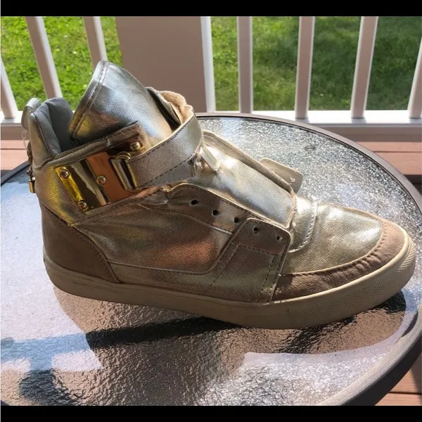 Madden Girl Silver Gold Hi Top Shoes 7 Women - Image 3