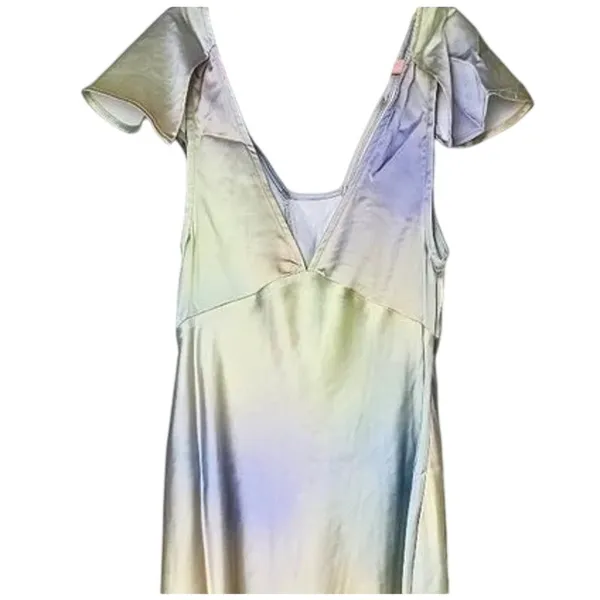 NWT WeWoreWhat Lace Silky Charmeuse Midi Maxi Slip Dress 0 Gold Ombre Watercolor - Image 7