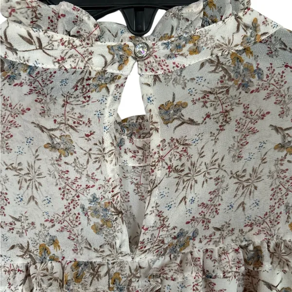 Dress Forum Los Angeles Dress Womens Beige Floral Sheer Lined - Image 6