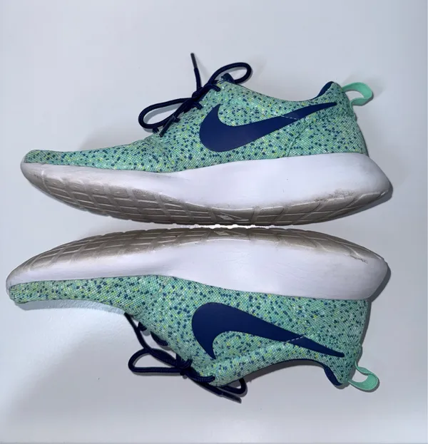 Nike Roshe Run ID Custom Sneakers Specked Seafoam Green Navy Athletic - Image 6