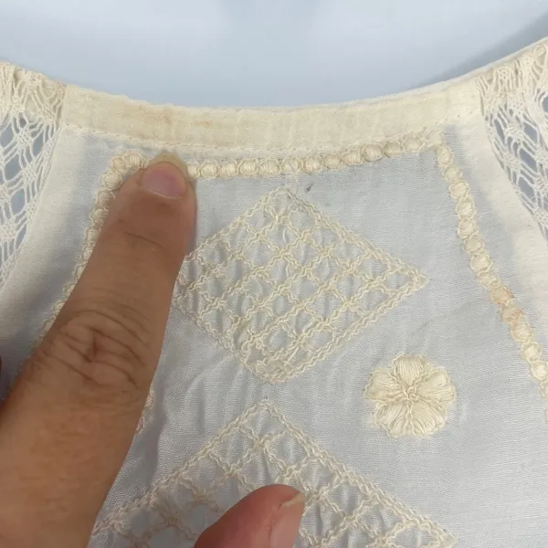 Versona Boho Sheer vTop Sz Large Embroidered Festival Lace Cottage Hippie Lace - Image 8