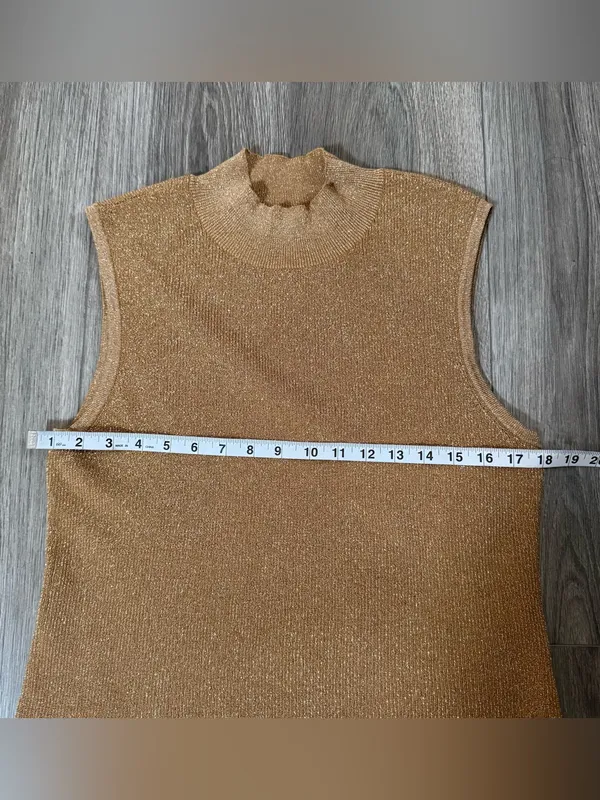 Tahari ASL Camel/Gold Sleeveless Mock Neck Sweater Size 8 NWT Sophisticated Boho - Image 9