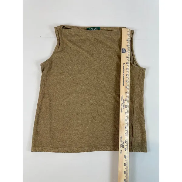 Lauren Ralph Lauren Gold Sleeveless Top Size M Classic Style - Image 5