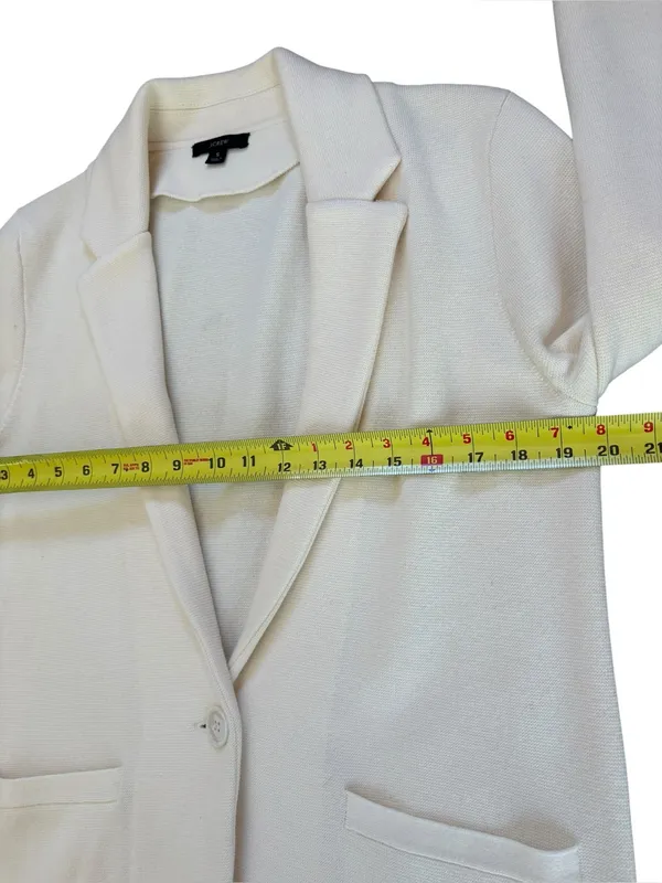 J Crew Cecile Relaxed Sweater Blazer Cotton Wool Blend Womens Small Ivory - Image 6