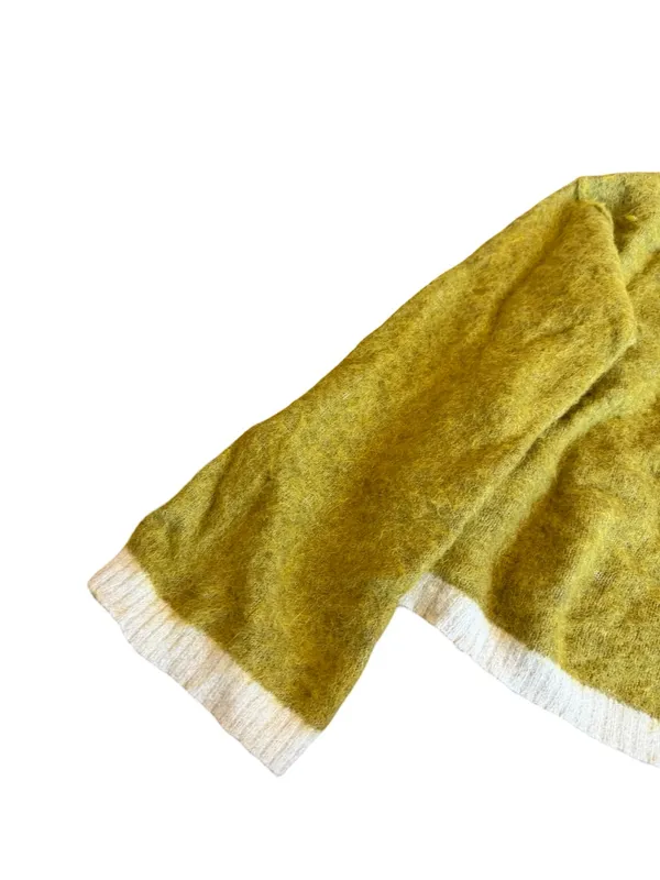 Free People Serendipity V-Neck Fuzzy Sweater Unique Green Boxy Cropped Sz Large - Image 3