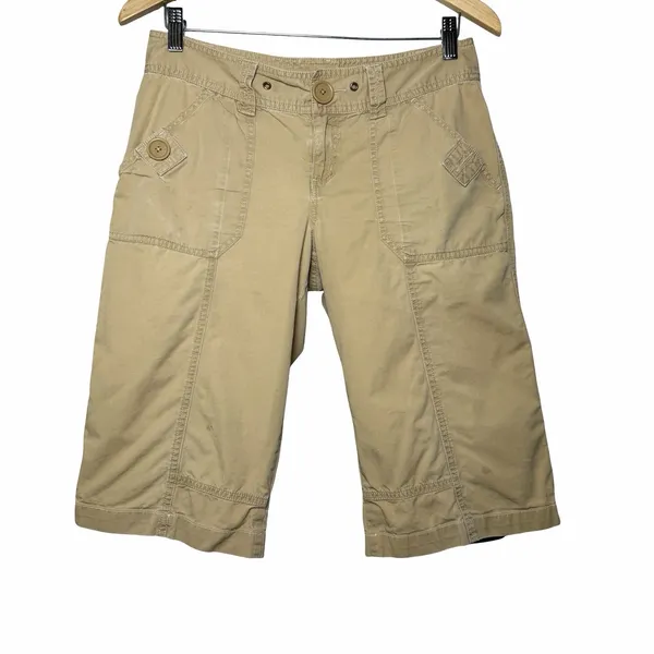 Aeropostale Women's 5/S Khaki Capri Pants Low Rise Utility Cargo Y2K 2000s - Image 2