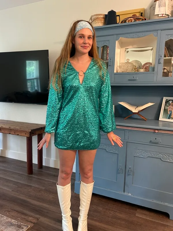 Sequin Mini Dress Blue Size 4 - Image 2