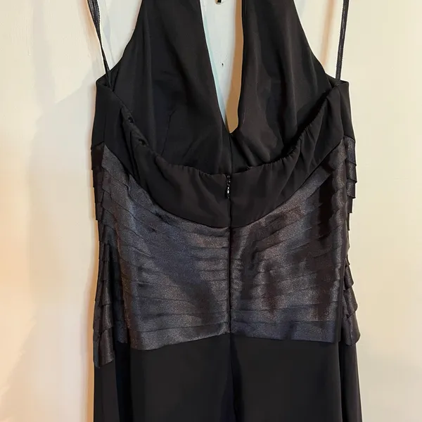 Vintage SL Fashions Dress Y2K Halter V Neck Babydoll Satin Chiffon‎ 8 - Image 4