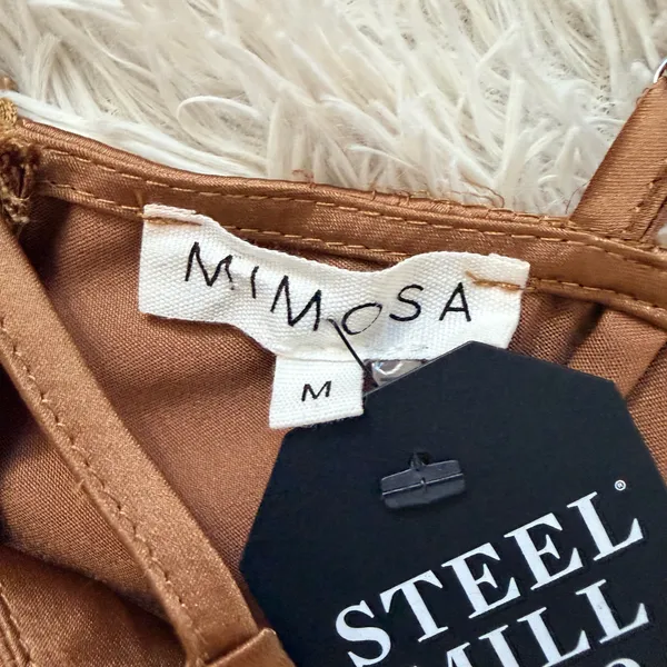 Mimosa Silky Slip Mini Dress In Milk Chocolate Brown Size M - NWT - Image 6