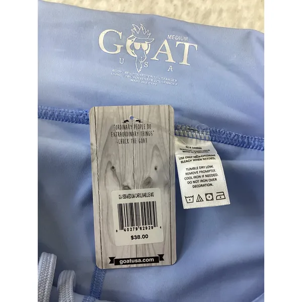 GOAT USA Womens Athletic‎ Shorts Carolina Blue Chuck the Goat Logo Medium NWT - Image 4