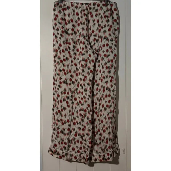 J Crew Soft Shine Pajama Set Womens M Blurry Cherry Print Viscose 2 Piece - Image 7
