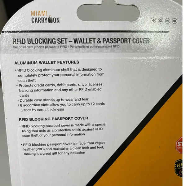Miami Carry On RFID Blocking Set Wallet & Passport Holder Cover NEW - Image 6