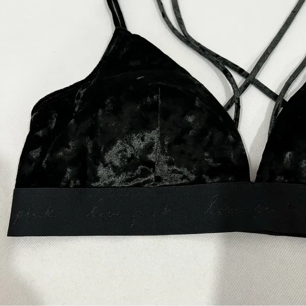 Pink Victoria's Secret Velvet Bralette Bra Size XXL Strappy Back - Image 8