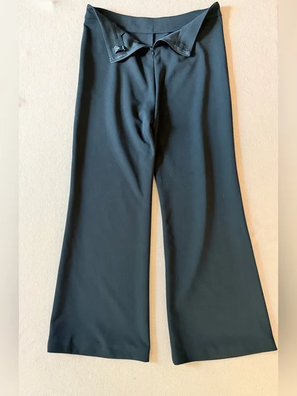 Windsor Classic black Wide Leg Black Dress Pants Curvy small 28W business Lagenlook - Image 5
